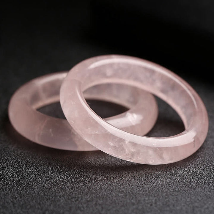 Buddha Stones  Natural Rose Quartz Love Caring Bracelet Bangle - 62mm - image 0