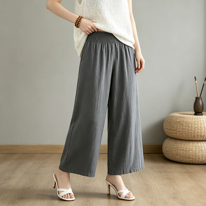 Buddha Stones Spring Summer Casual Minimalist Solid Long Pants Women's Wide Leg Pants With Pocket - image 16
