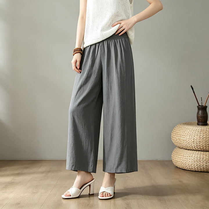 Buddha Stones Spring Summer Casual Minimalist Solid Long Pants Women's Wide Leg Pants With Pocket - image 17