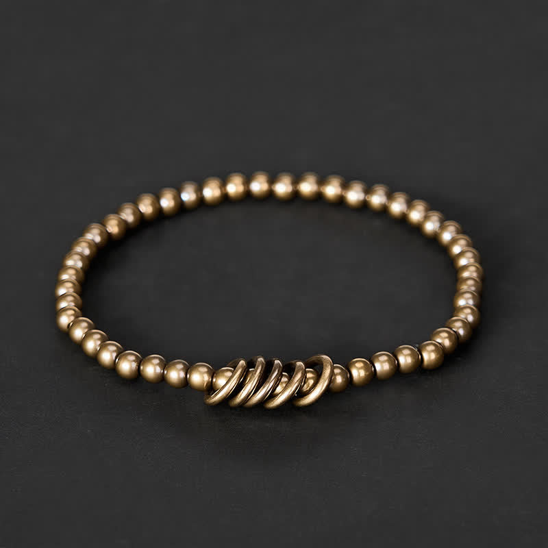 Buddha Stones 4mm Small Beads Brass Healing Bracelet - Wrist Circumference: 7.9–8.2 in (20–21 cm) - image 0