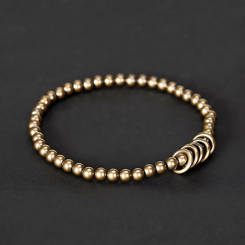 Buddha Stones 4mm Small Beads Brass Healing Bracelet - image 2