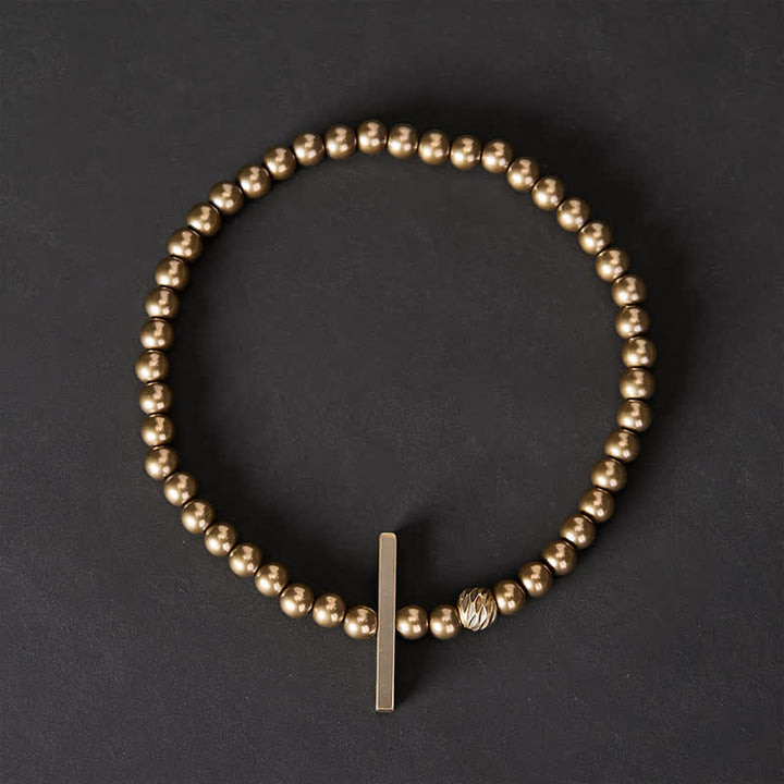 Buddha Stones 4mm Small Round Shape Beads Brass Healing Bracelet - image 1