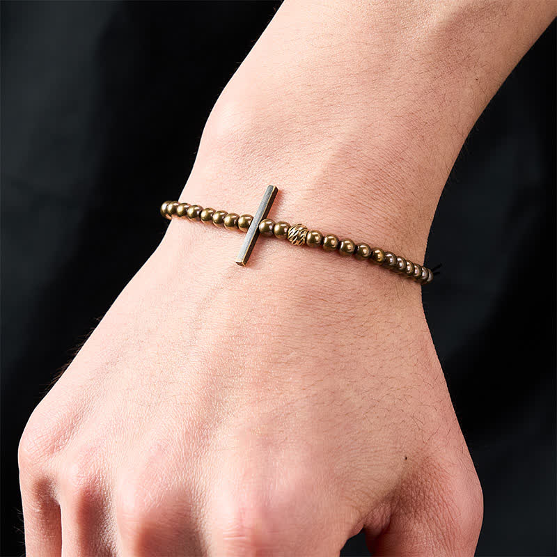 Buddha Stones 4mm Small Round Shape Beads Brass Healing Bracelet - image 4