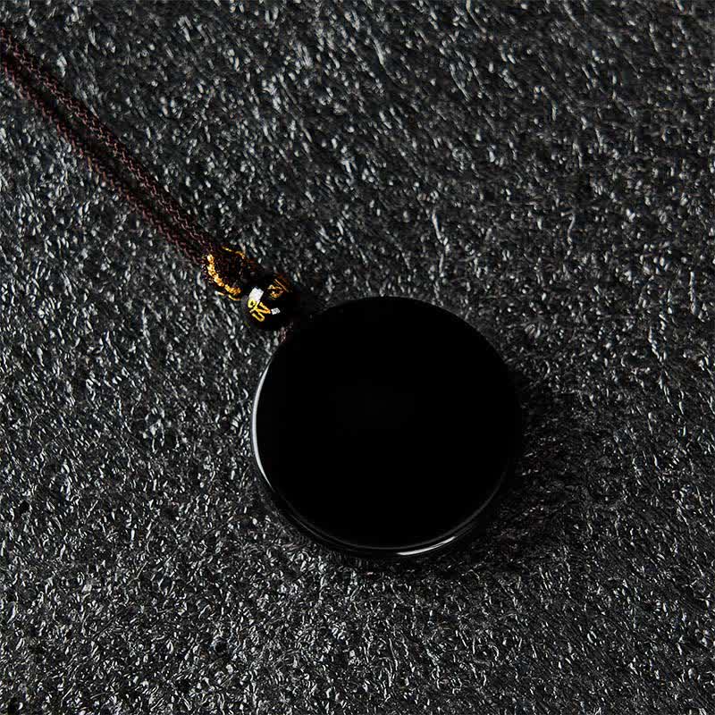 Buddha Stones Black Obsidian Round Shape Protection Braided Rope Necklace - image 6