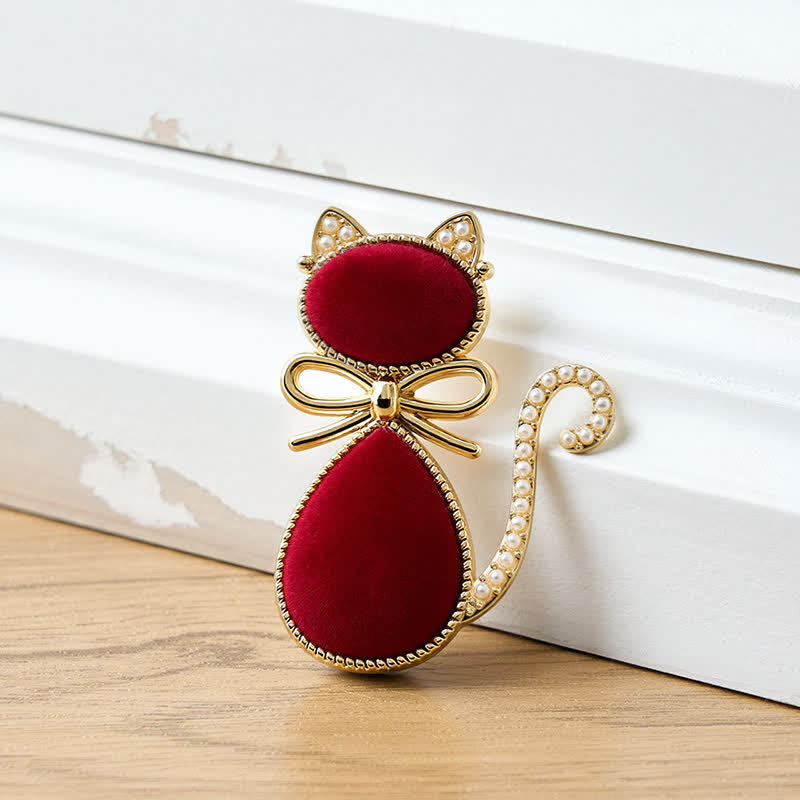 Buddha Stones Pearl Velvet Cat Bow Transformation French Vintage Hair Stick - image 1