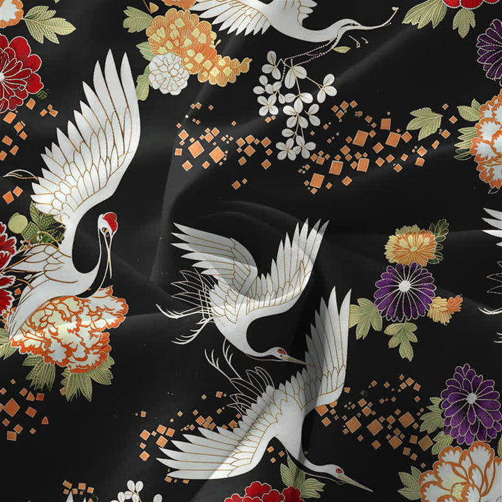 Buddha Stones Summer Casual Vintage Crane Floral Pattern Women's Summer Sleeveless Midi Dress With Pockets - image 3
