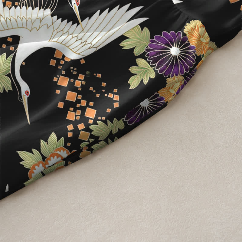 Buddha Stones Summer Casual Vintage Crane Floral Pattern Women's Summer Sleeveless Midi Dress With Pockets - image 2