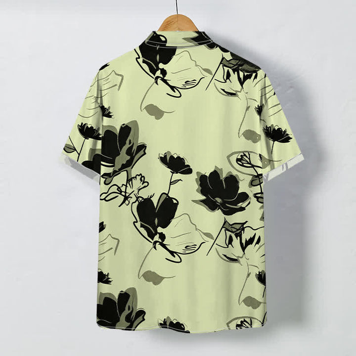 Buddha Stones Abstract Floral Botanical Pattern Buttons Breathable Men's Short Sleeve Shirt - image 6