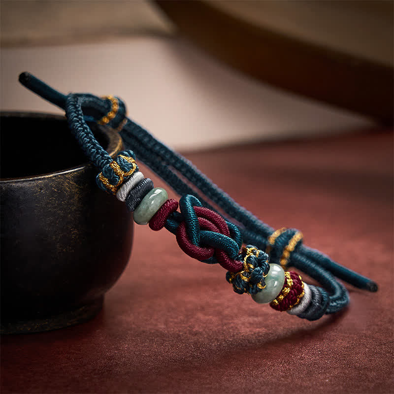 Buddha Stones Hand-Woven Love Heart Knot Jade Luck Braided Cord Bracelet - image 16