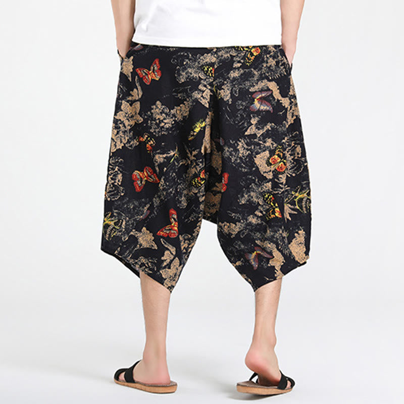 Buddha Stones Summer Boho Casual Drawstring Abstract Geometry Capri Pants Men's Harem Pants With Pocket - image 27