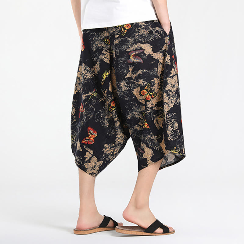 Buddha Stones Summer Boho Casual Drawstring Abstract Geometry Capri Pants Men's Harem Pants With Pocket - image 28