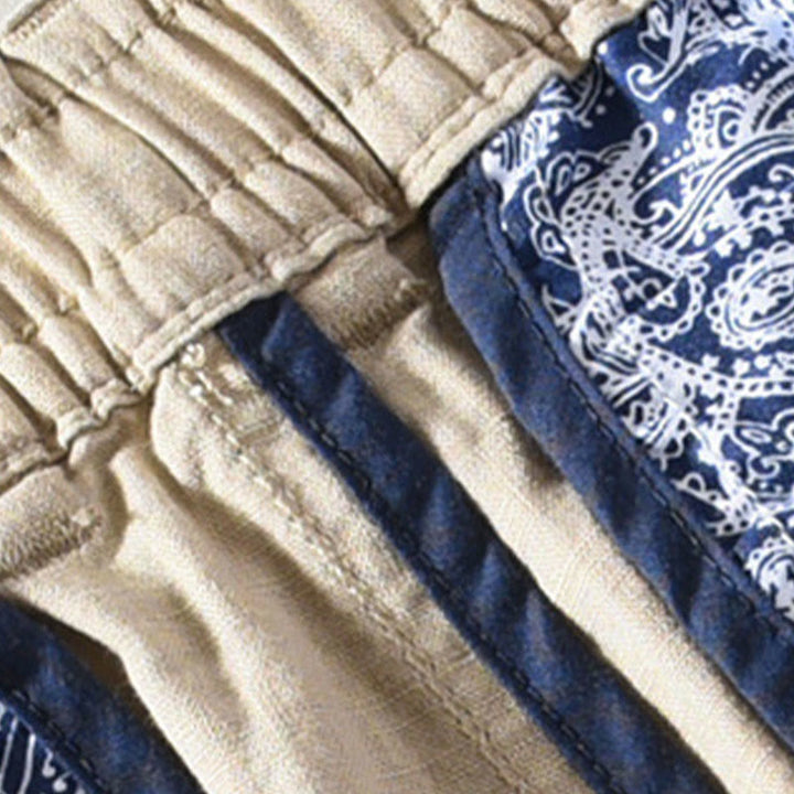 Buddha Stones Spring Summer Casual Minimalist Button Zipper Solid Cotton Linen Men's Shorts With Pocket - image 5