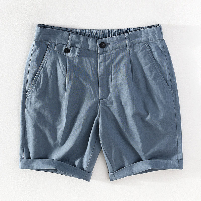 Buddha Stones Spring Summer Casual Minimalist Button Zipper Solid Cotton Linen Men's Shorts With Pocket - LightSteelBlue - US/UK/AU42，EU52 (3XL) - image 17