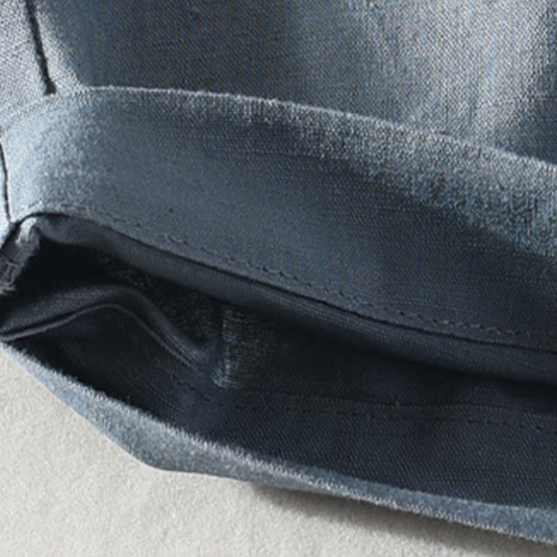 Buddha Stones Spring Summer Casual Minimalist Button Zipper Solid Cotton Linen Men's Shorts With Pocket - image 20