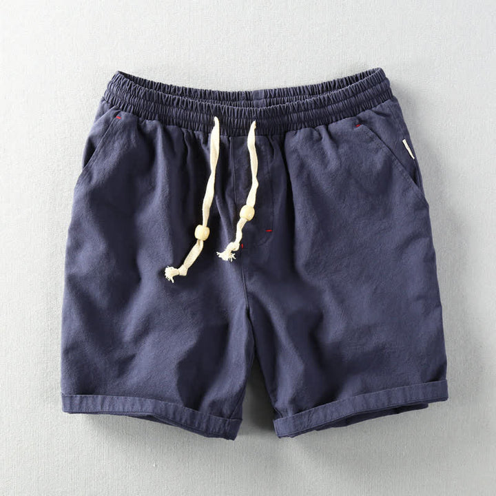 Buddha Stones Summer Casual Minimalist Drawstring Solid Cotton Linen Men's Shorts With Pockets - MidnightBlue - US/UK/AU48，EU58 (6XL) - image 9