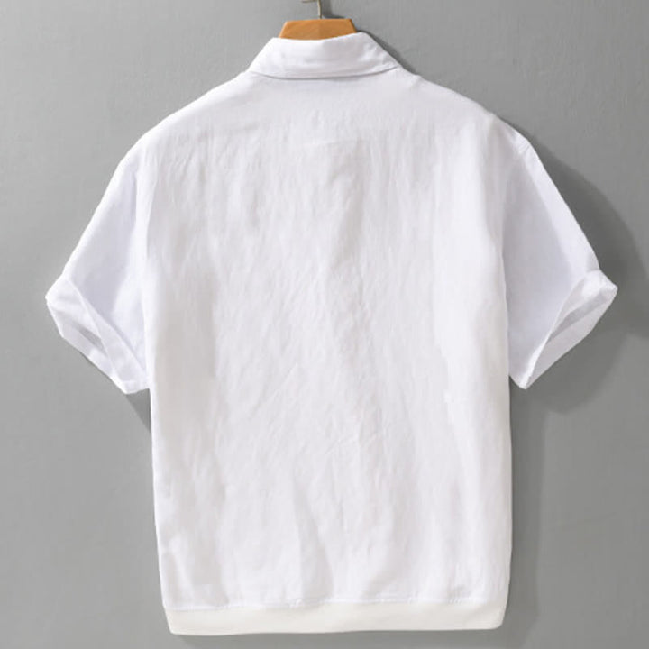 Buddha Stones Summer Casual Minimalist Button-Up Stand Collar Solid Men's Short Sleeve Shirts - image 17