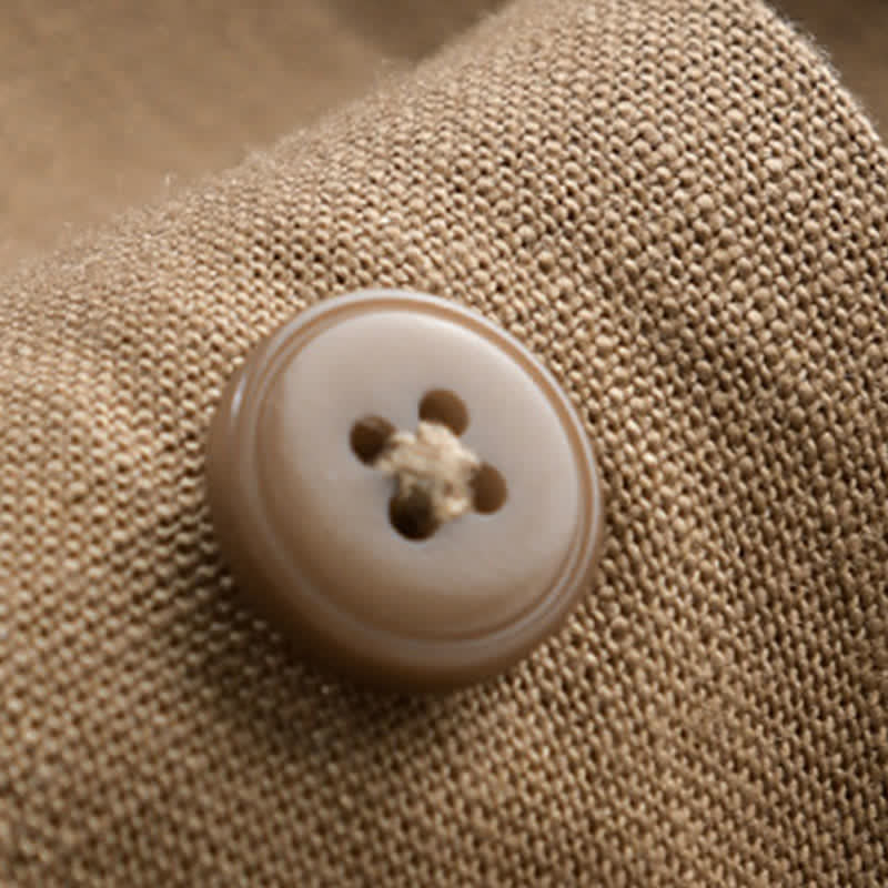 Buddha Stones Summer Casual Minimalist Button-Up Stand Collar Solid Men's Short Sleeve Shirts - image 3