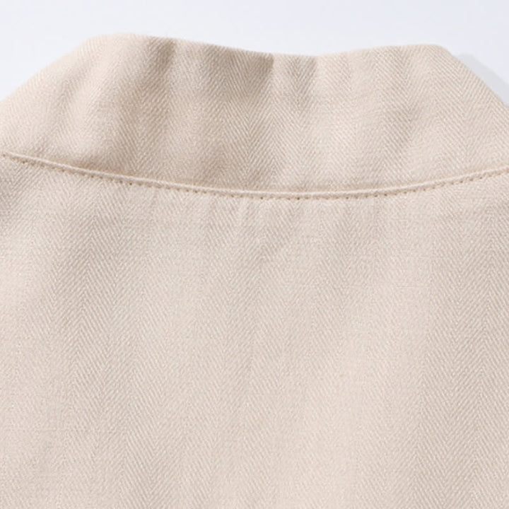 Buddha Stones 2Pcs Spring Summer Casual Minimalist Button-Up Shirt Drawstring Pants Solid Men's Meditation Cloth With Pockets - image 7