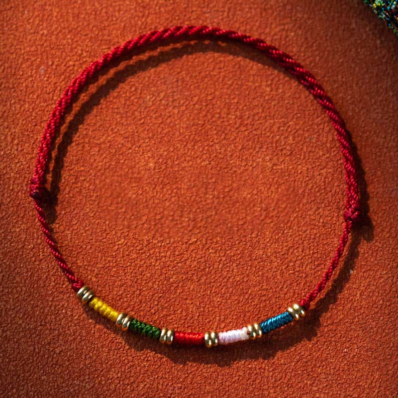 Buddha Stones Hand Woven Colorful Red String Protection Tibetan Adjustable Bracelet - Multicolor(Wrist Circumference: 5.51-6.69 in / 14-17 cm) - image 0