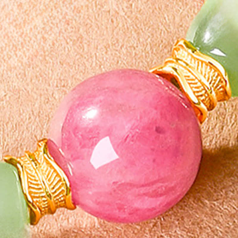 Buddha Stones Jade Luck Round Bead Rhodonite Bracelet - image 9