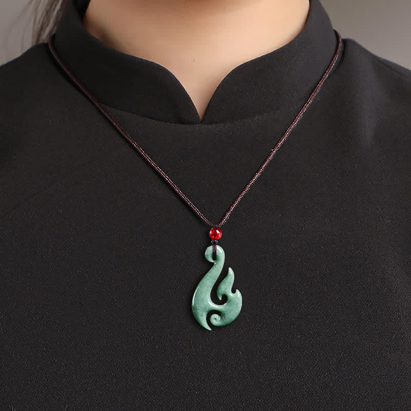 Buddha Stones Natural Jade Spiral Abundance  Pendant Necklace - image 8