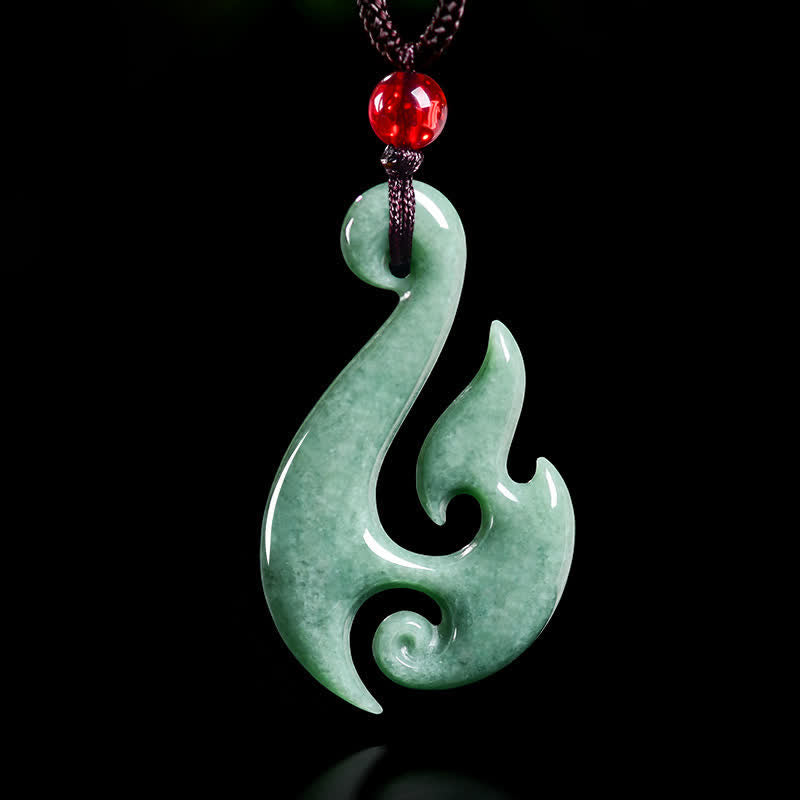 Buddha Stones Natural Jade Spiral Abundance  Pendant Necklace - Natural Jade(Color May Vary) - 40.5*4.5*23.5mm - image 0