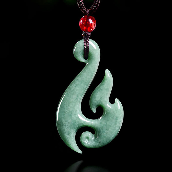 Buddha Stones Natural Jade Spiral Abundance  Pendant Necklace - Natural Jade(Color May Vary) - 40.5*4.5*23.5mm - image 0