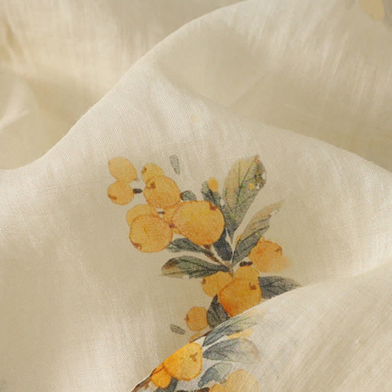 Buddha Stones Summer Tang Style Vintage Mandarin Collar Yellow Loquat Floral Tank Top Women's Sleeveless Shirts - image 10