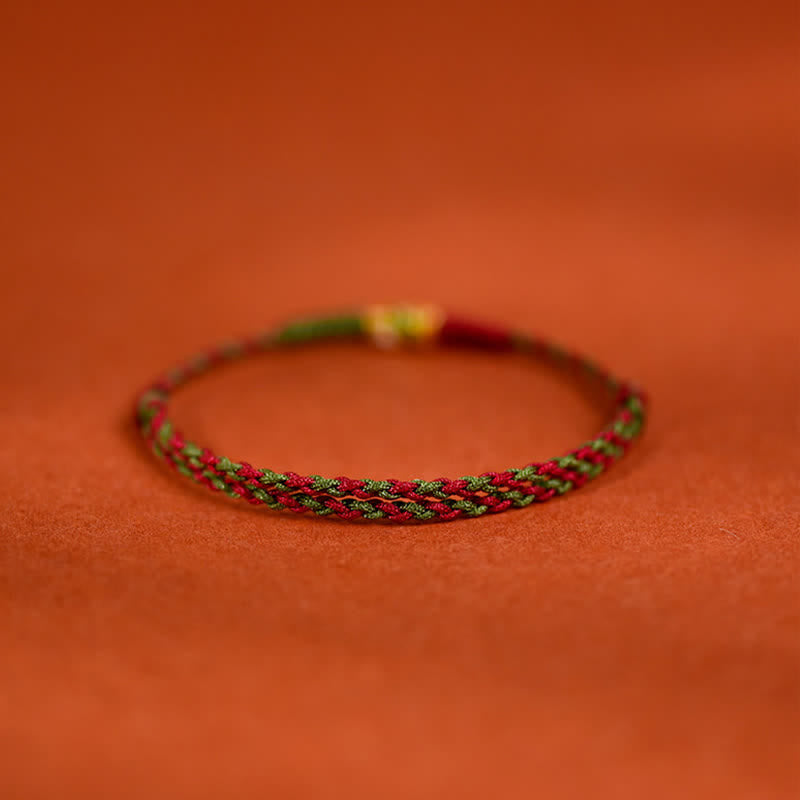 Buddha Stones 999 Gold Braided Colorful Red Green String Koi Fish Luck Bracelet Anklet - image 9