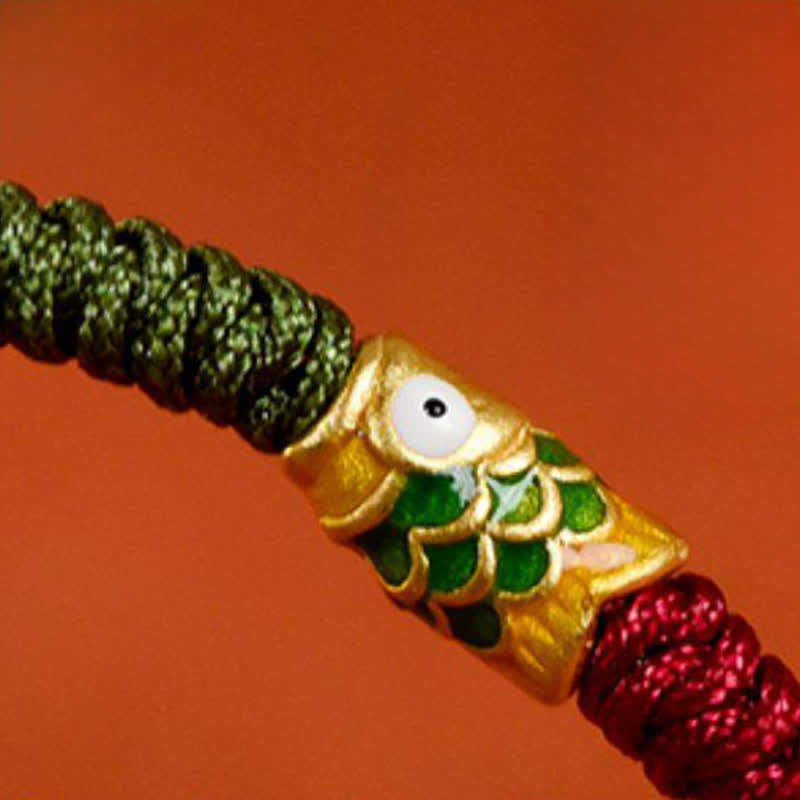 Buddha Stones 999 Gold Braided Colorful Red Green String Koi Fish Luck Bracelet Anklet - image 19