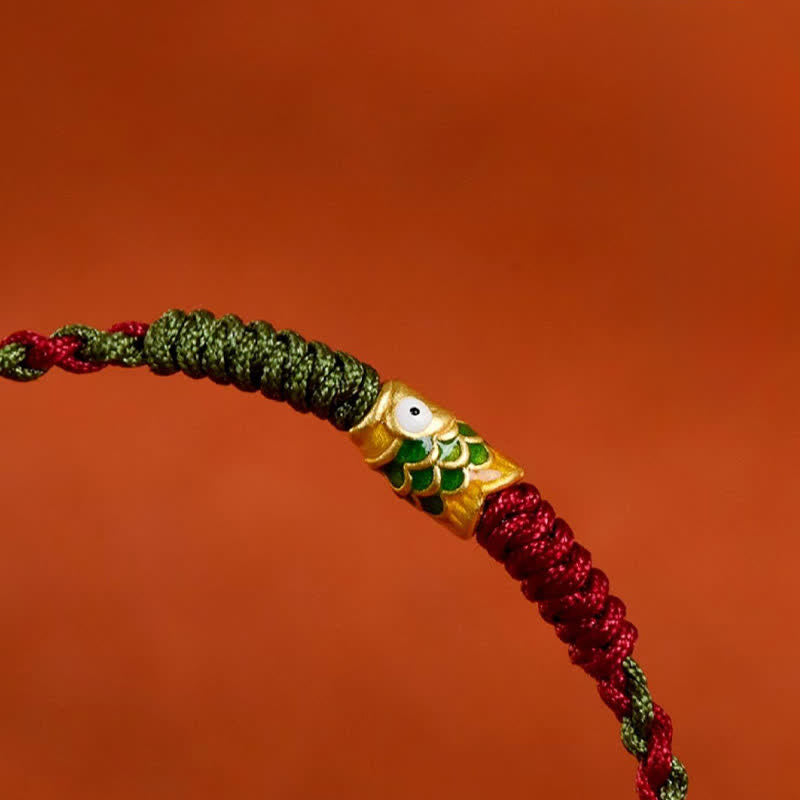 Buddha Stones 999 Gold Braided Colorful Red Green String Koi Fish Luck Bracelet Anklet - image 16
