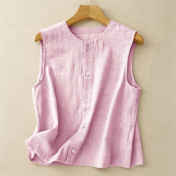 Buddha Stones Summer Casual Minimalist Button-Up Solid Tank Top Women's Sleeveless Shirts - LavenderBlush - US8-10, UK/AU12-14, EU40-42 (2XL) - image 12