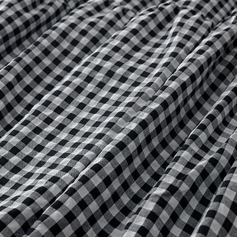 Buddha Stones Summer Vintage Plaid V-Neck Women's Short Sleeve Dress With Pocket - image 11