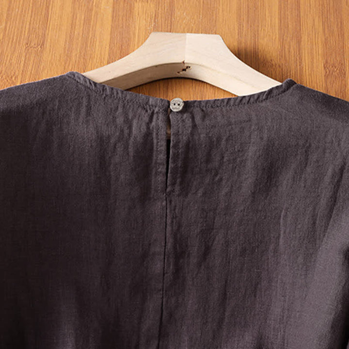 Buddha Stones Summer Casual Minimalist Solid Flared Hem Women's Short Sleeve T-Shirts - image 12