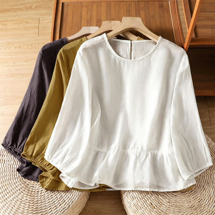 Buddha Stones Summer Casual Minimalist Solid Flared Hem Women's Short Sleeve T-Shirts - image 24