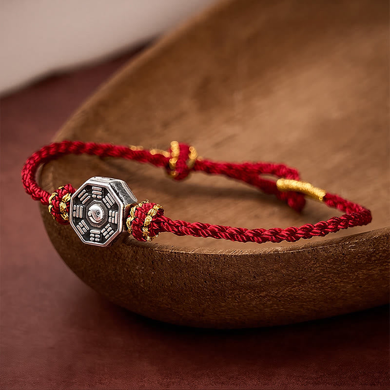 Buddha Stones Hand-Woven Red String Bagua Protection Adjustable Bracelet - Red String(Protection♥Luck) - image 0