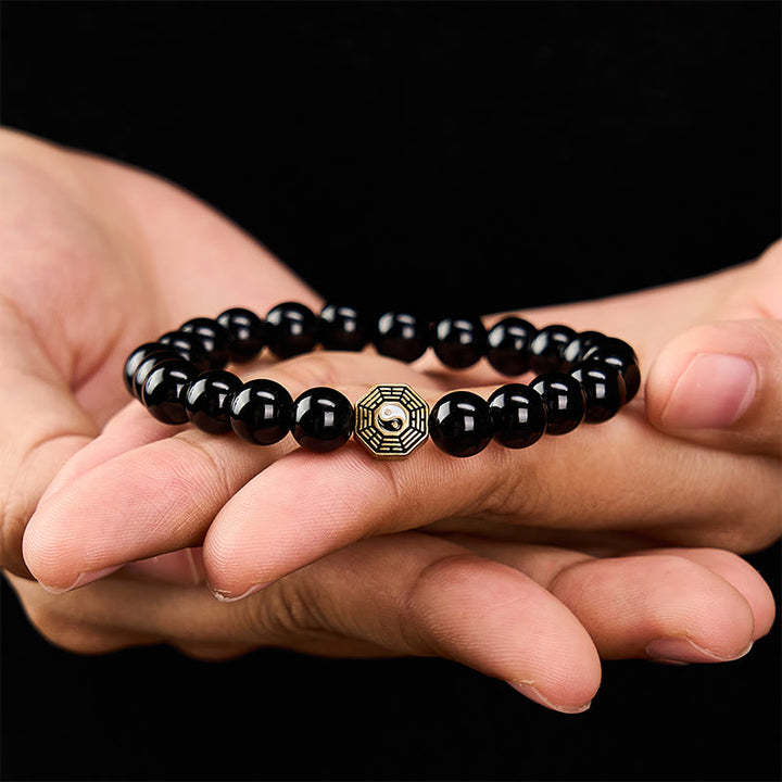 Buddha Stones Black Onyx Bagua Balance Charm Beaded Bracelet - image 8