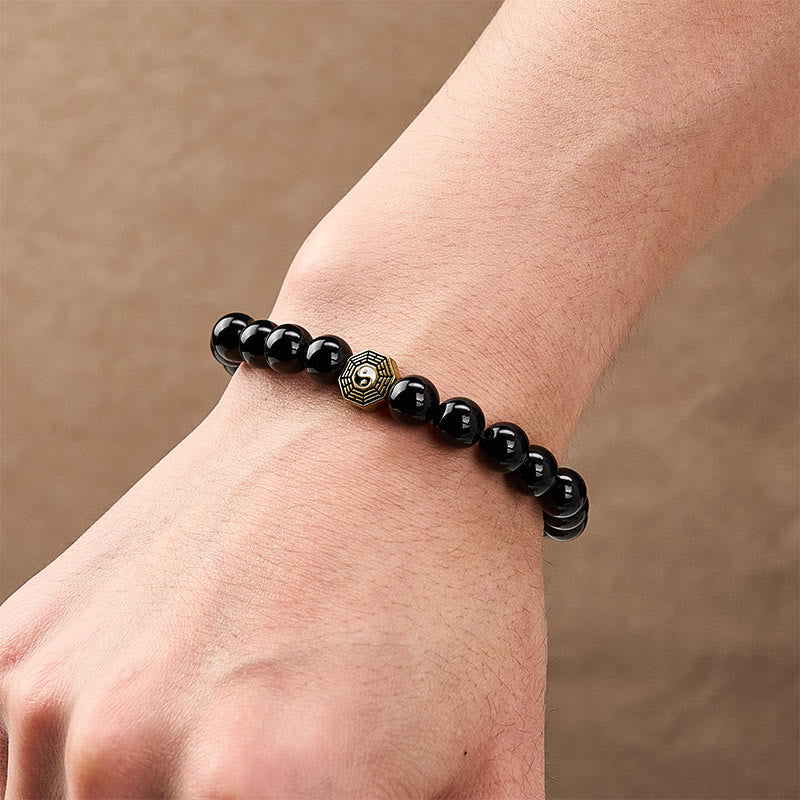 Buddha Stones Black Onyx Bagua Balance Charm Beaded Bracelet - image 9