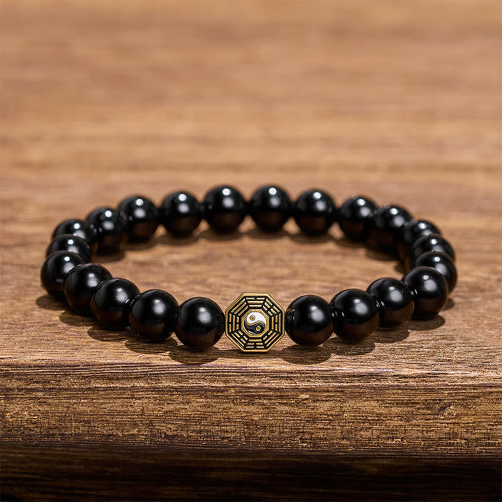 Buddha Stones Black Onyx Bagua Balance Charm Beaded Bracelet - image 2