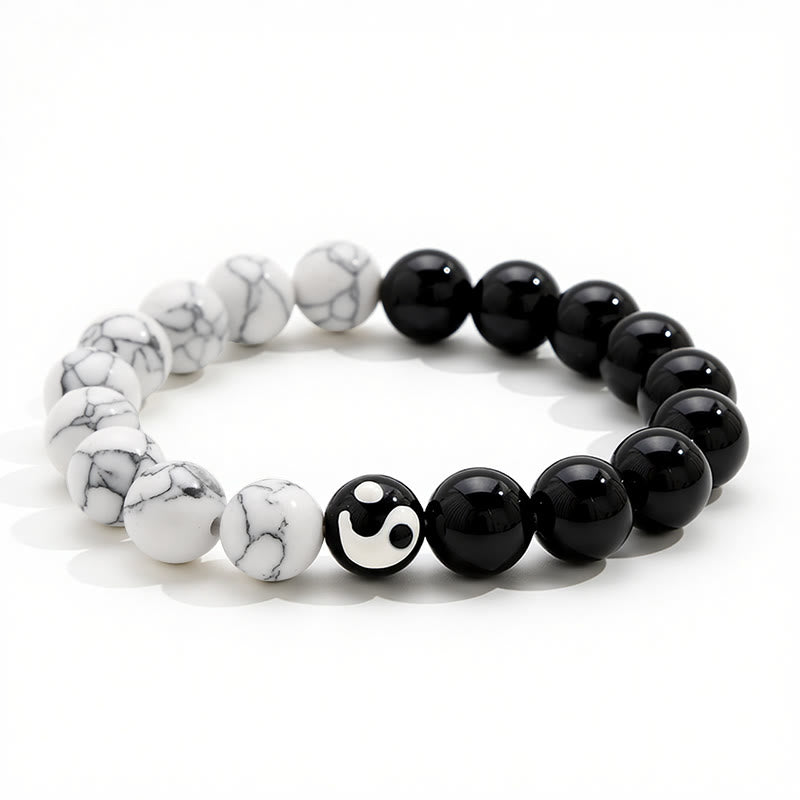 Buddha Stones Liuli Glass Bead Yin Yang Balance Round Bead Bracelet - image 2