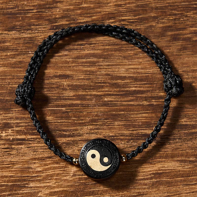 Buddha Stones Ebony Wood Bagua Grounding Red String Bracelet - image 10