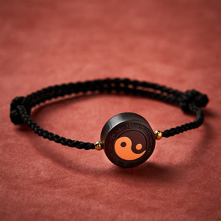 Buddha Stones Ebony Wood Bagua Grounding Red String Bracelet - image 12