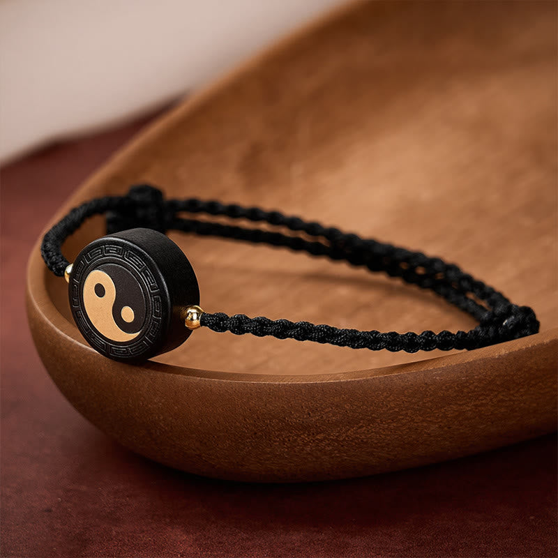 Buddha Stones Ebony Wood Bagua Grounding Red String Bracelet - image 11