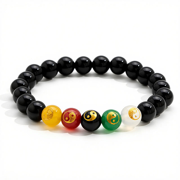 Buddha Stones Black Onyx Yin Yang Purity Hand-Polished Round Bead Bracelet - image 1
