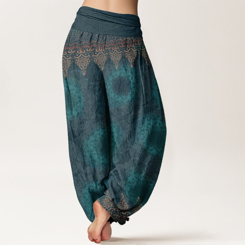 Buddha Stones Pure Cotton Triangular Mandala Patterns Women's Elastic Waist Harem Pants - image 2