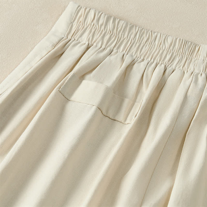 Buddha Stones Summer Minimalist Elegant Button-Up Solid Zipper Design Cropped Pants Women's Straight Leg Pants With Pockets - image 20