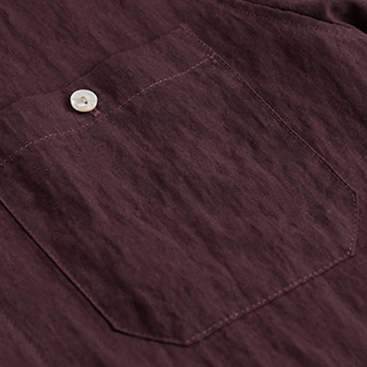 Buddha Stones Summer Casual Minimalist Patch Pocket Solid Men's Short Sleeve Shirts - image 9
