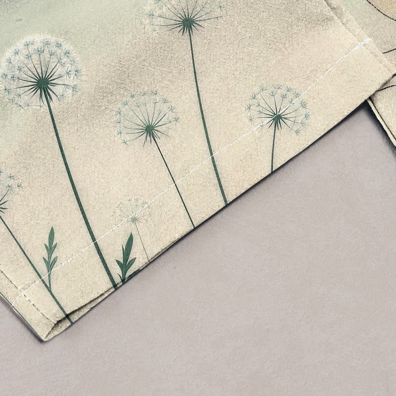 Buddha Stones Pure Cotton Dreamy Cow Cat Dandelion Pattern Women's Elastic Waist Pants With Pockets - image 1