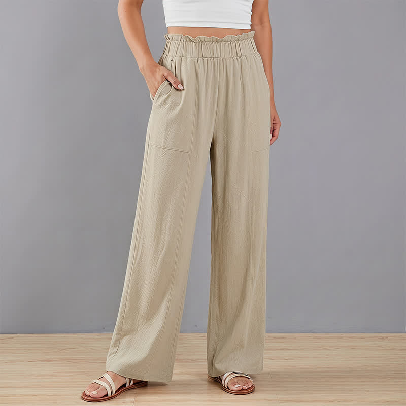 Buddha Stones Spring Summer Casual Minimalist Solid Drawstring Long Pants Women's Straight Leg Pants With Pockets - image 2