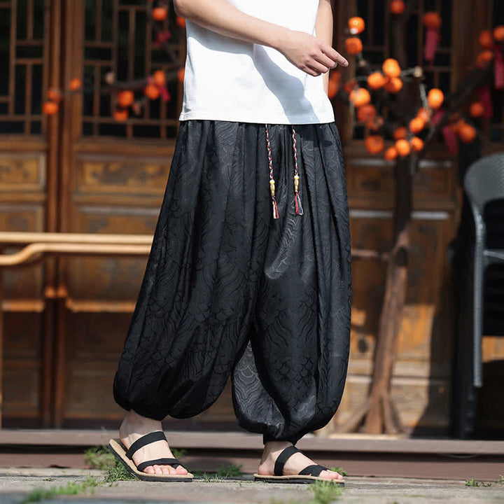 Buddha Stones Summer Casual Boho Abstract Ankle Pants Men's Harem Pants - Black - US/UK/AU46，EU56 (5XL) - image 9